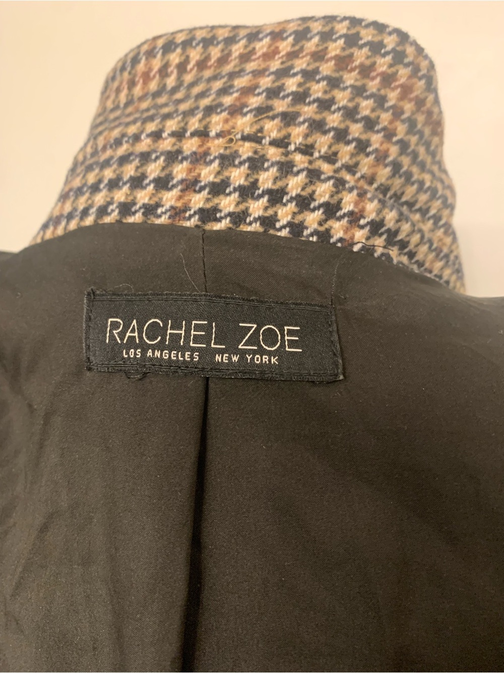 Rachel Zoe Brown & Black Houndstooth Pea Coat - Picture 2 of 3
